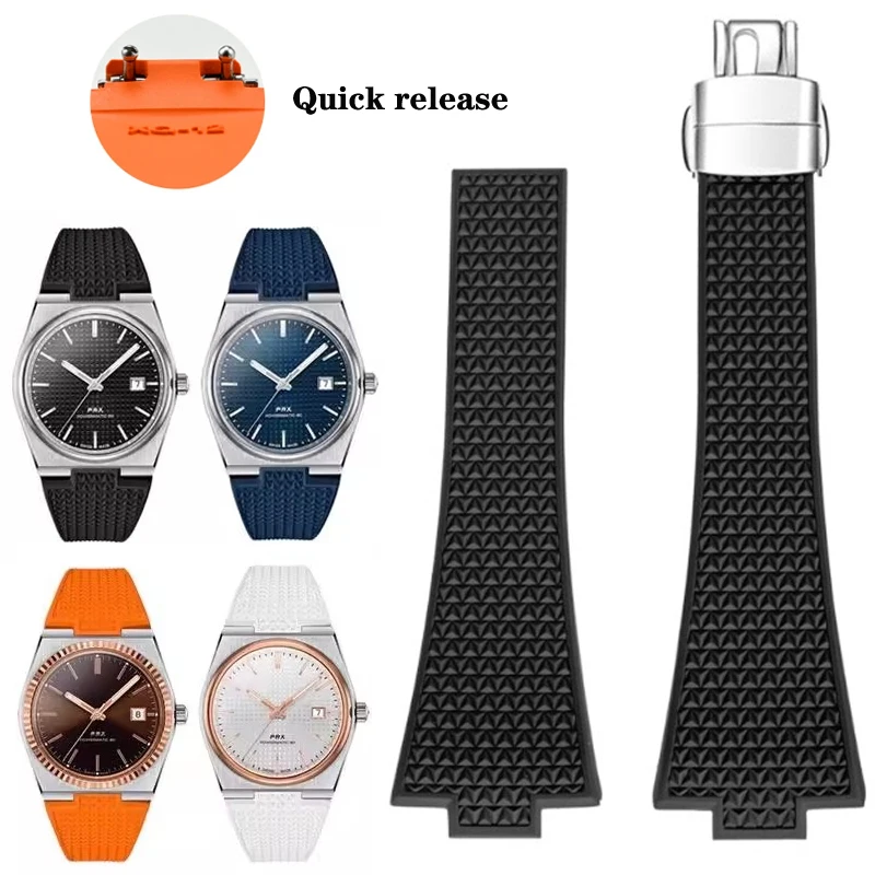 أشرطة ساعات اليد لسلسلة تيسو PRX 11 مللي متر 12 مللي متر T137.407/T137.410 سوبر بلاير فلوروروبر FKM الإفراج السريع حزام ساعة اليد سوار