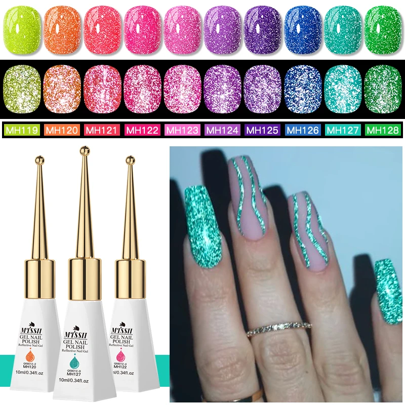 

10ml Fluorescent Reflective Glitter Gel Nail Polish Nail Supplies Sparkle Neon Gel Polish Semi Permanent UV LED Gel Nail Art Gel