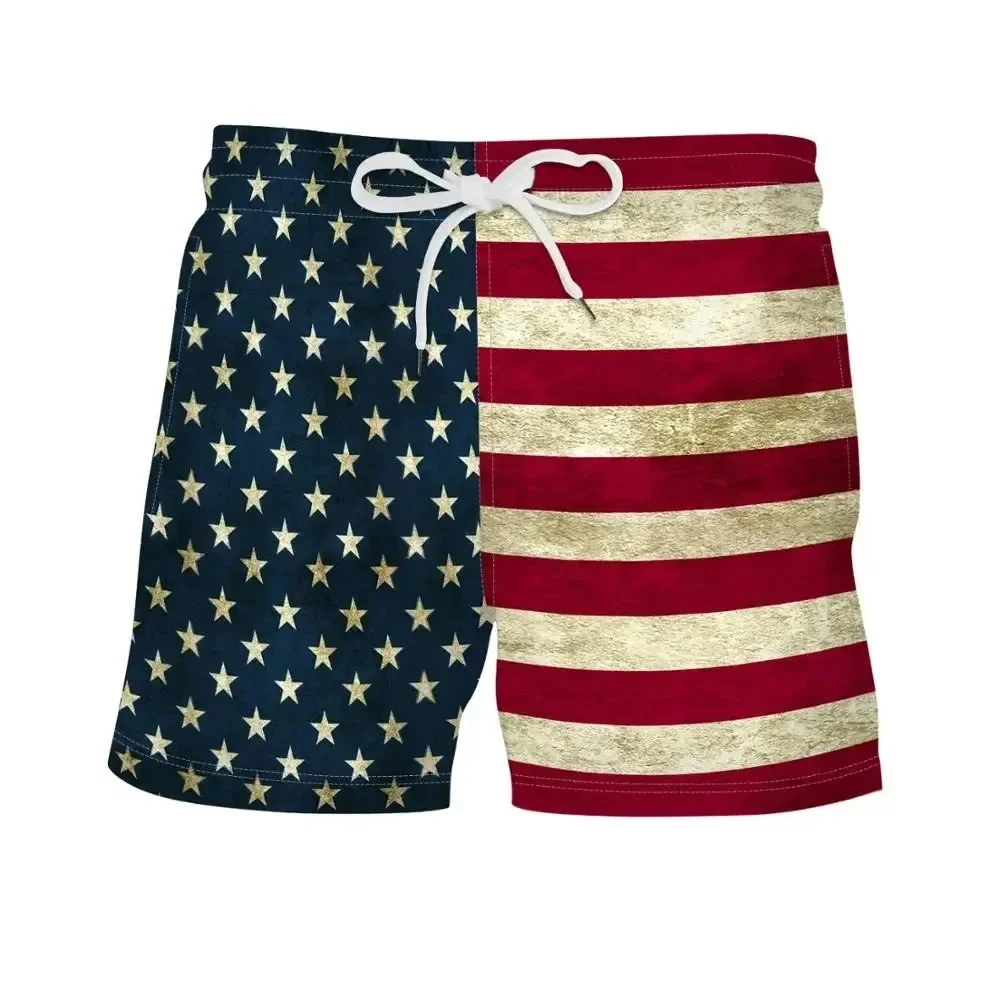 Summer Kids American Flag Beach Shorts Men 3D Printed Vintage Beach Short Pants Children Fashion Clothing Hawaii Streetwear