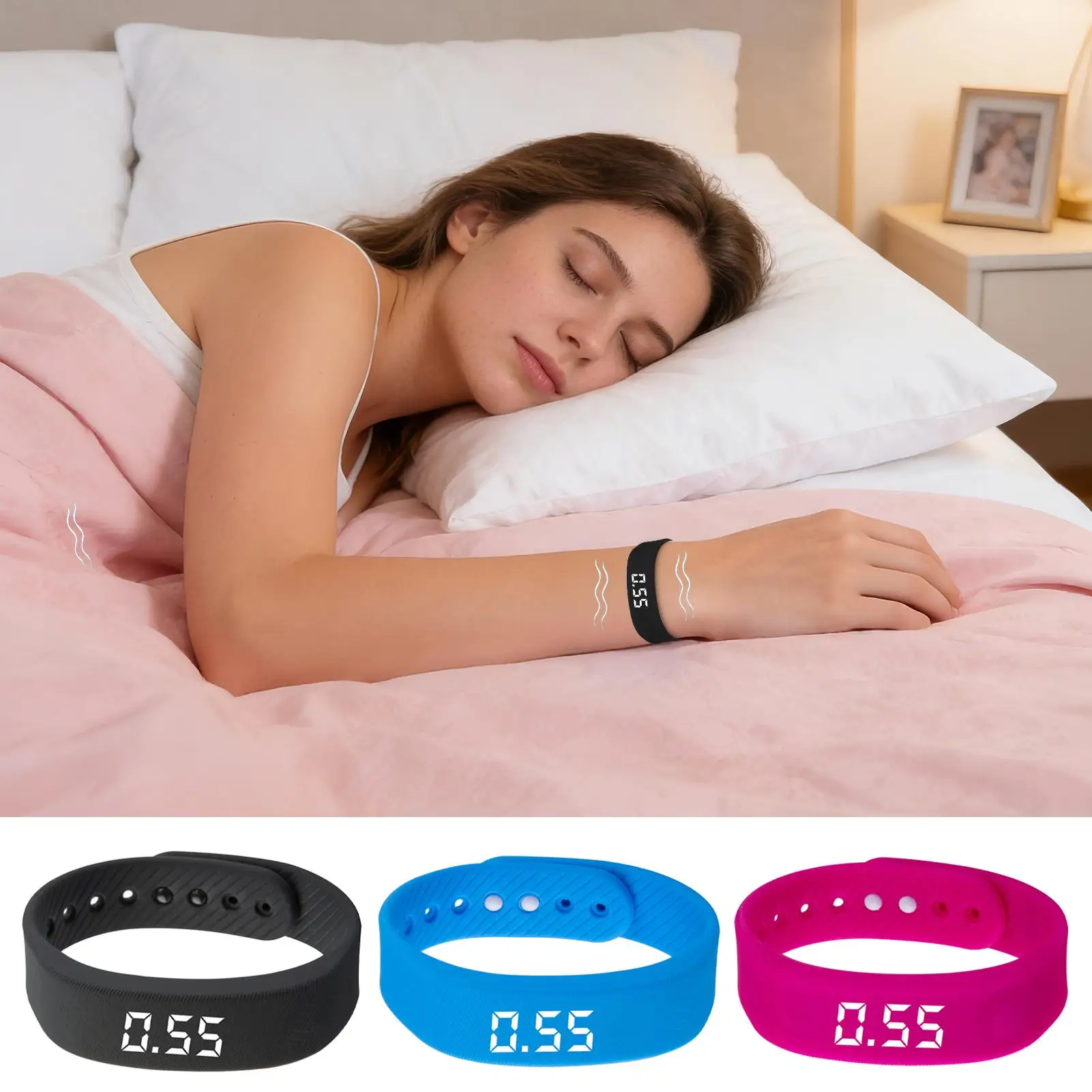 Vibrating Wrist Alarm Clock Comfortable Wearable Silicone Vibrating Alarm Clock Watch For Kids Teens Women Men Students