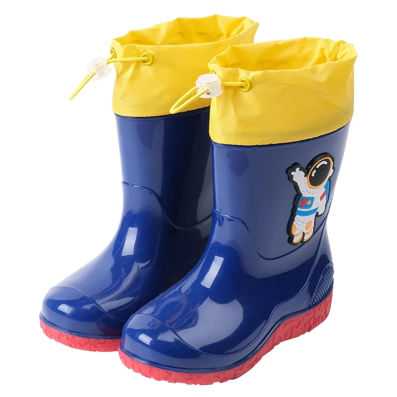 

Children's Astronaut Rain Boots Waterproof Non-Slip Water Step oes Student Boy Gel oes for All Seasons