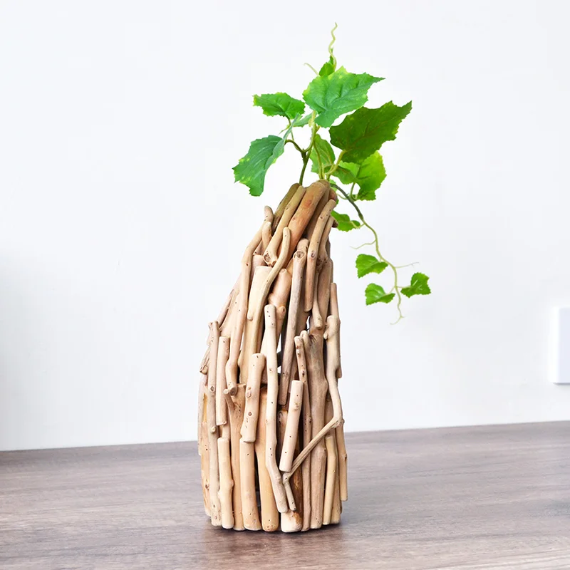 Outdoor Flower Vase Aesthetic Creative Wooden Living Room Vase Nordic Design Vintage Dekoracje Do Pokoju Home Decor