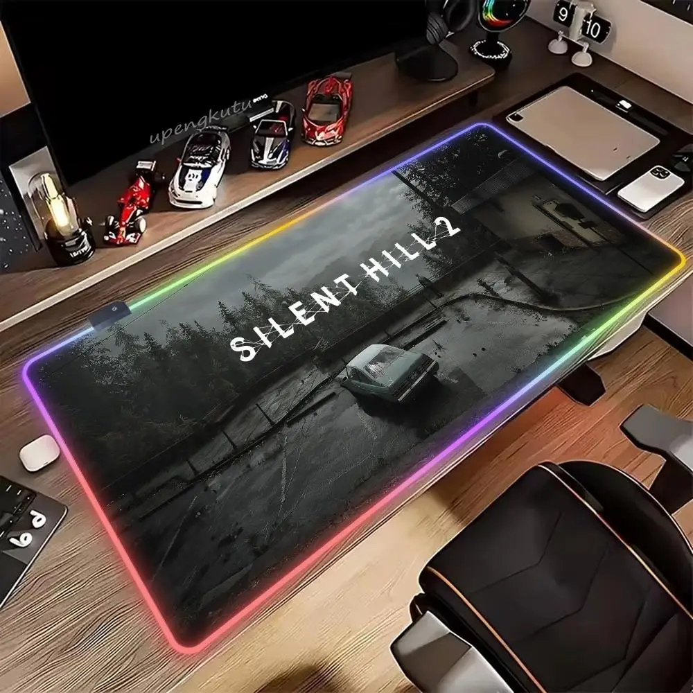

S_silent Hill 2 RGB Mouse Pad Floor Mat LED Mousepad Large Gaming Compute Gamer PC Keyboard Mouses Mat XXL 1200x600mm mouse pad