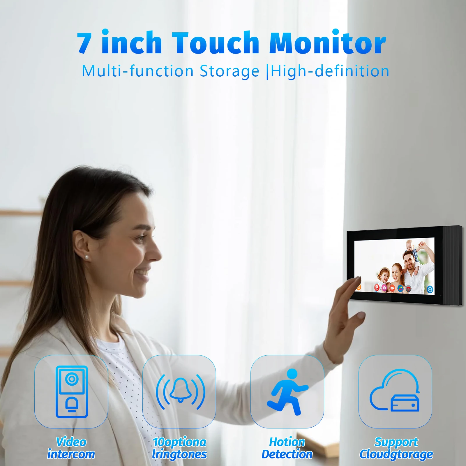 Tuya 4-Wire Residential Intercom: 2 Camera Doorbells + 2 Monitors, Electric Doorman System & IP65