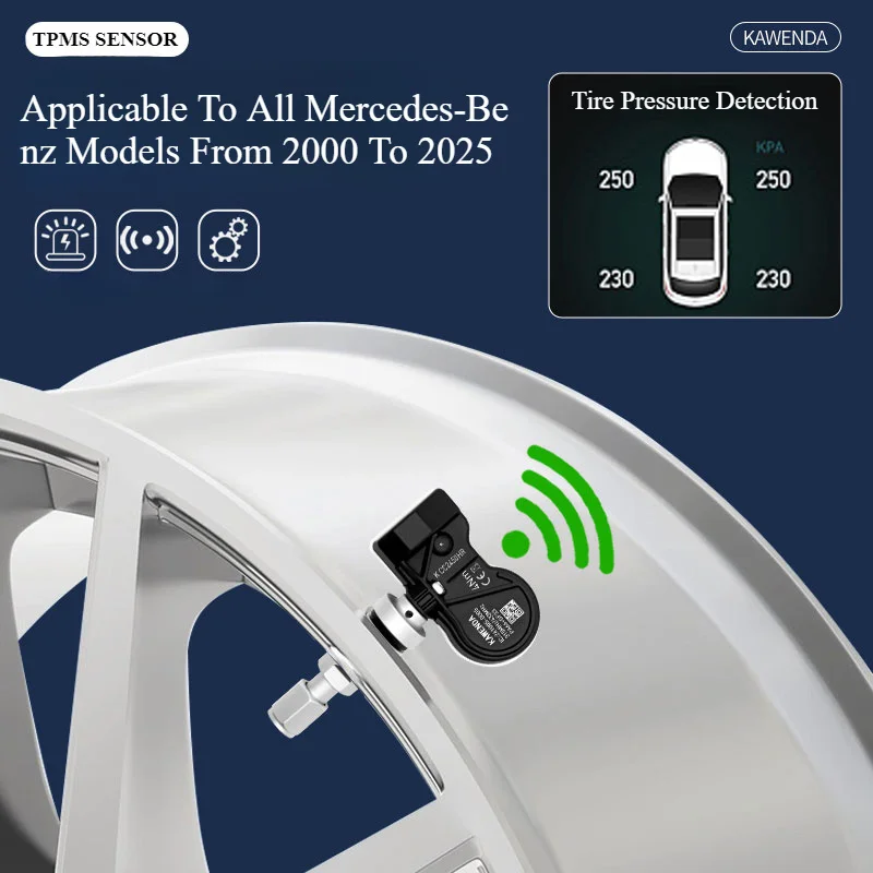

1/4 шт. TPMS/датчик давления в шинах, двухчастотный, 315/433 МГц, подходит для всех моделей Mercedes-Benz от 2000 до 2025 года.