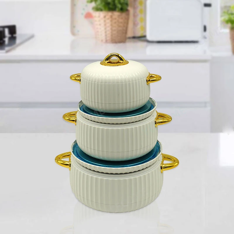 

YJM9920 Capacity 1+2+3.5L Factory Hot Sale Elegant Casserole Set Luxury Food Warmer Set Paint Spraying Food Warmer Sets of 3