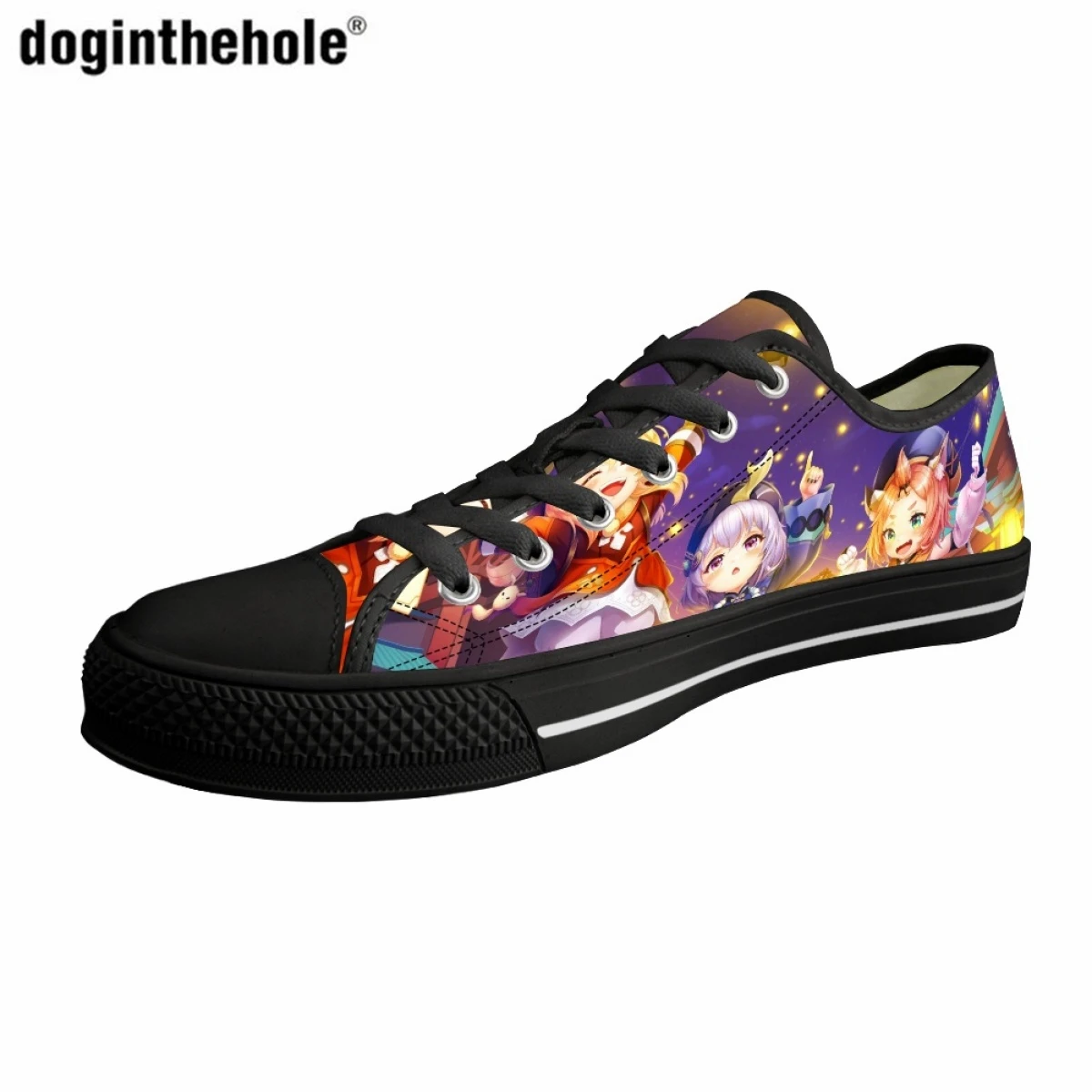 Schoolgirl Casual Shoes Fashion Japanese Anime Genshin Impact Print Design Classic Low Top Canvas Shoes Comfortable