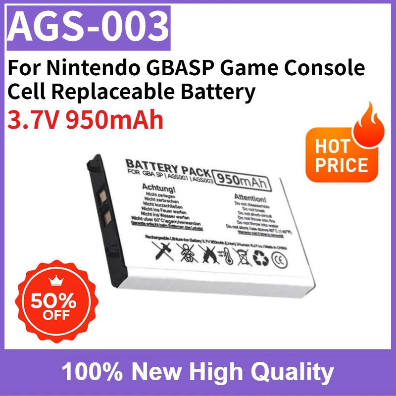 

For Nintendo GBASP Game Console Cell Replaceable Battery AGS-003 3.7V 950mAh High Quality Brand New High Quality