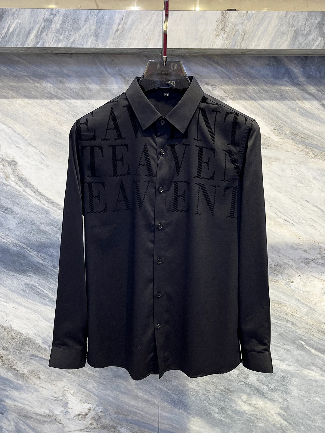 

Slim Fit Long Sve Men's irt Faionable Letter Print Casual Sle Antistatic Breathable Polyester Fiber Busin Casual