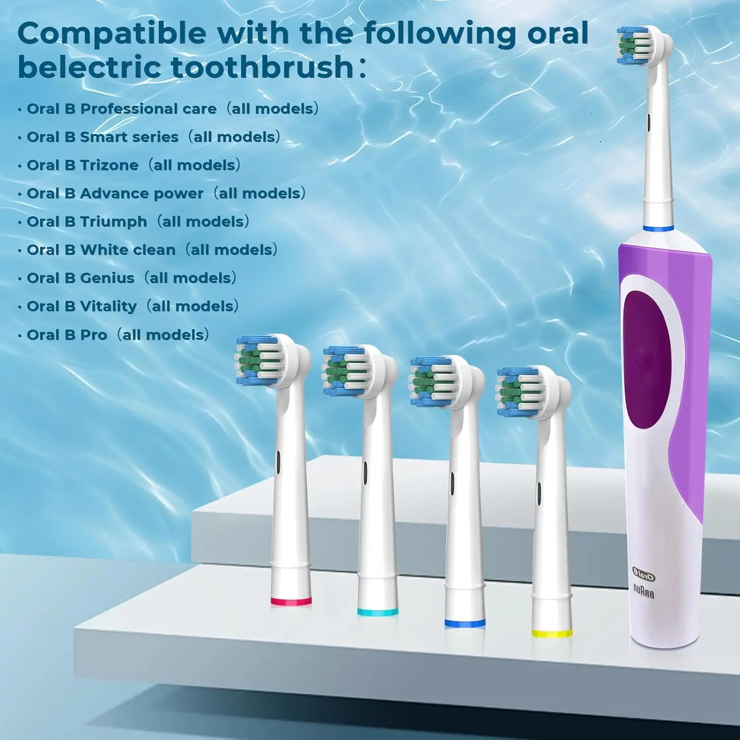 Compatible with Oral B Electric Toothbrush Replacement Brush Heads, Precision Clean Toothbrush Head Refills Fit for Oral B Pro