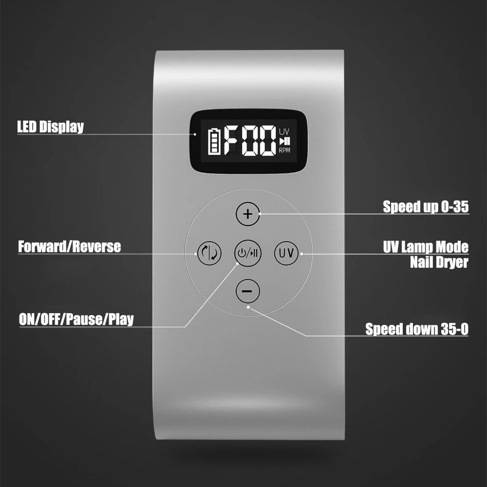 35000 RPM Oplaadbare Nagelboormachine met Nagellamp LED Display Nagelgereedschap Manicure Machine Nagelboren Polijstmachine