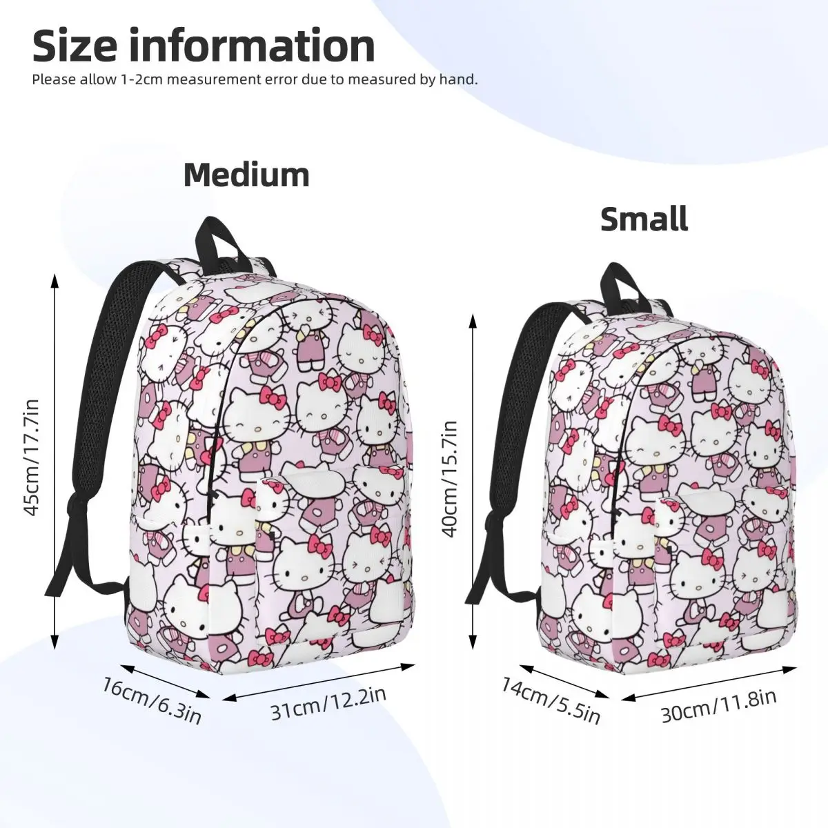 Hello Kitty Pattern for Teens Student School Bookbag Kawaii Cartoon Daypack Middle High College Durable
