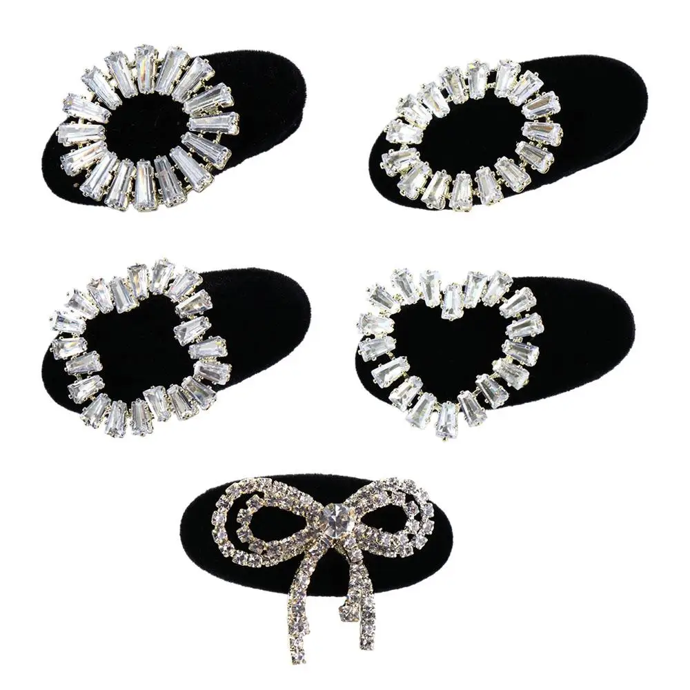 Elegant Zircon Rhinestone Luxury Hairband Korean Style Hairpin Girls Hair Clip Velvet Bow Duckbill Clip Sweet Barrettes