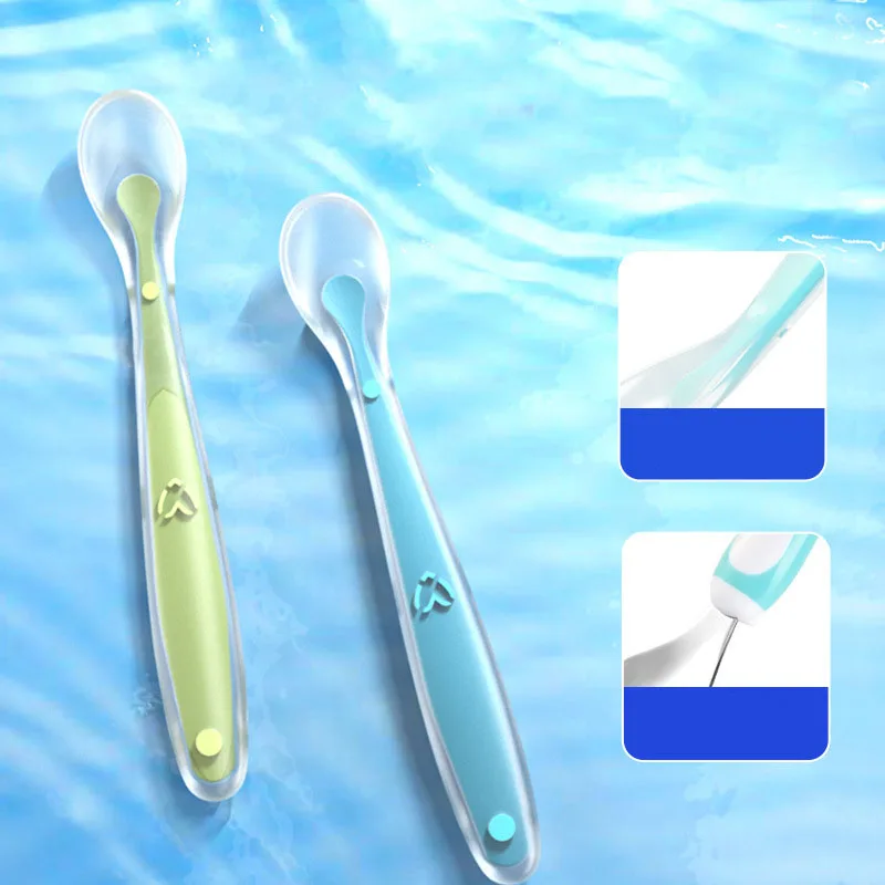 ملعقة سيليكون/ملعقة طعام للأطفال حديثي الولادة/ملعقة ناعمة من السيليكون لتغذية المياه وأدوات المائدة ومعجون الأرز #2