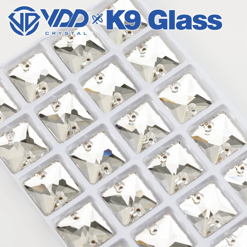 VDD Großhandel Quadratische Hochwertige K9-Glas-Applikationssteine, Kristall-Boxverpackte Flachboden-Nähsteine für Bekleidungsdekorationen – Detail 4