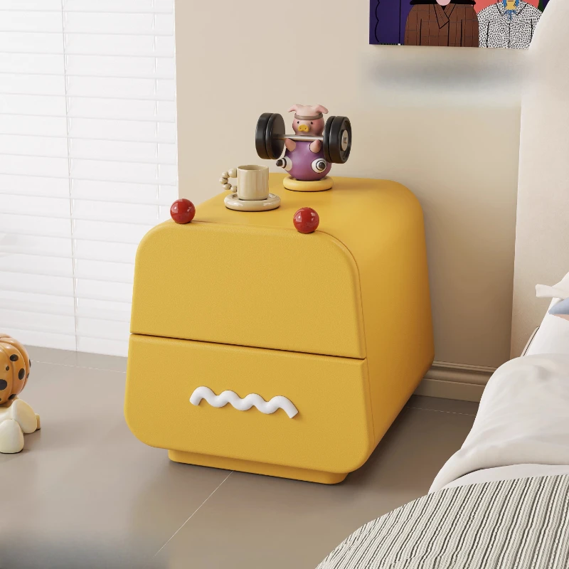 

Dopamine Children Creative Solid Wood Bedside Table Bedroom Double Pumping Floor Storage Cabinet Living Room Small Side Cabinet