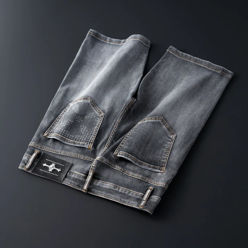 Pantalon capri en denim imprimé pour hommes, Goals, tendance, léger, luxe, coupe couvertes, haut de gamme, élastique, tout assressenti, été, nouveau, 2020