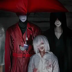 Homicipher Mr. Crawling Mr. Scarletella Scarling Cosplay Wig Game Black Long Hair Red Shorts Hair Roleplay Halloween Christmas