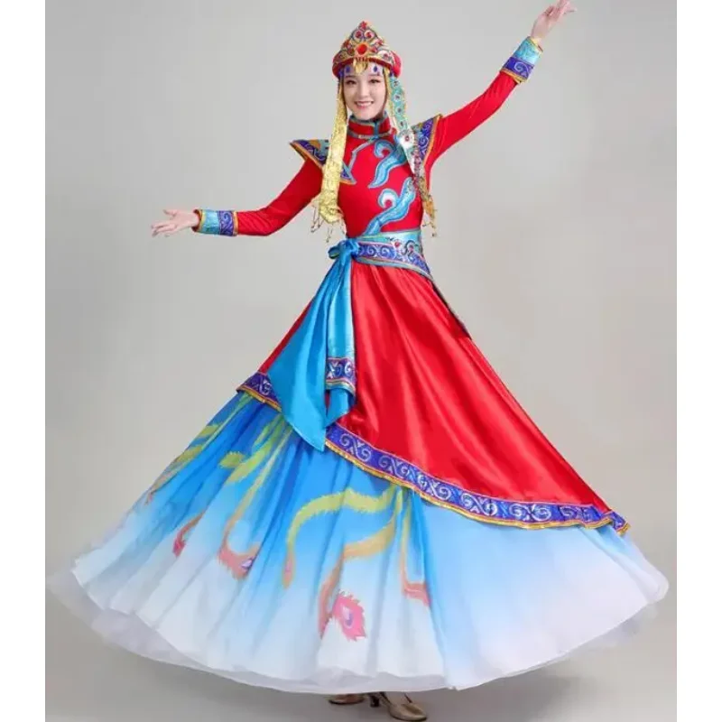 Mongolische Tanzkostüme, neue Folk-Bühne für Frauen, einschließlich Kopfbedeckung