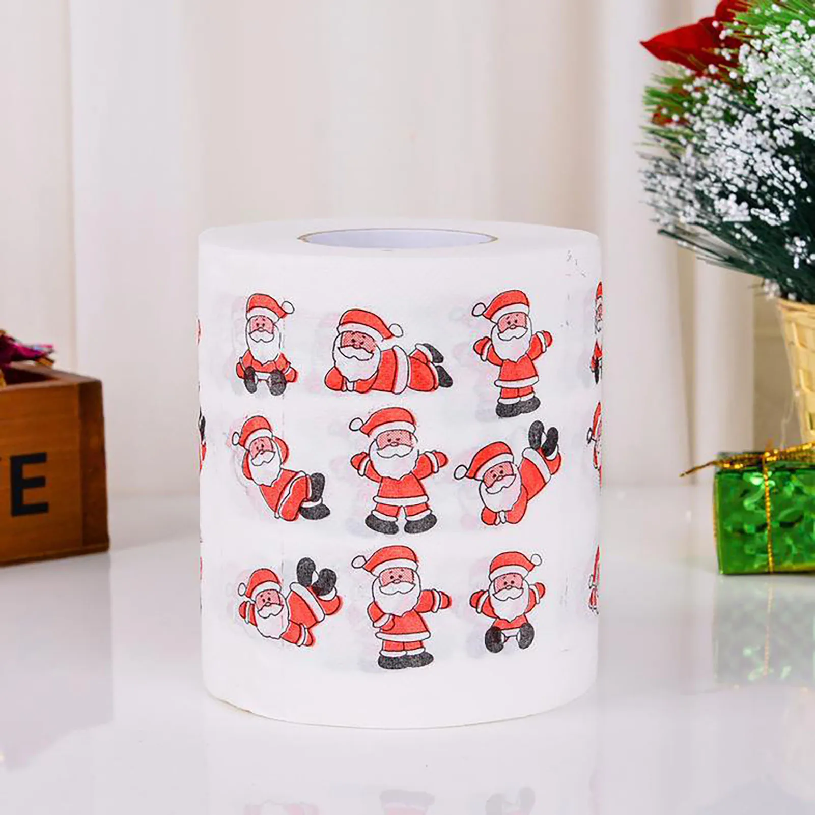 Christmas Pattern Series Roll Paper Xmas Novelty Prank Gag  Holiday-Themed Toilet Paper Suitable for Kitchen Classroom