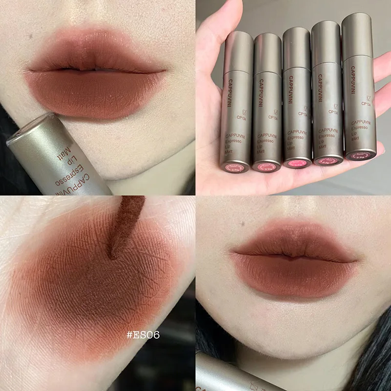 Concentrado Esmalte Matte Lip Gloss, Maquiagem Veludo, Batons Nude, Textura Macia Névoa, Lip Lama Acessível