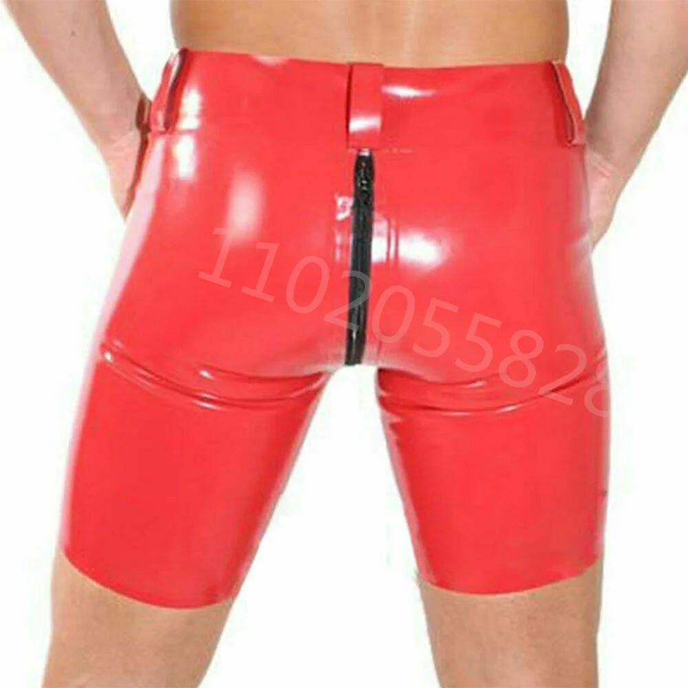 New Fetish Latex Men Tight Short With Front Double Zipper Customized Fetish Men Latex Shorts Jeans Male Boxer Shorts