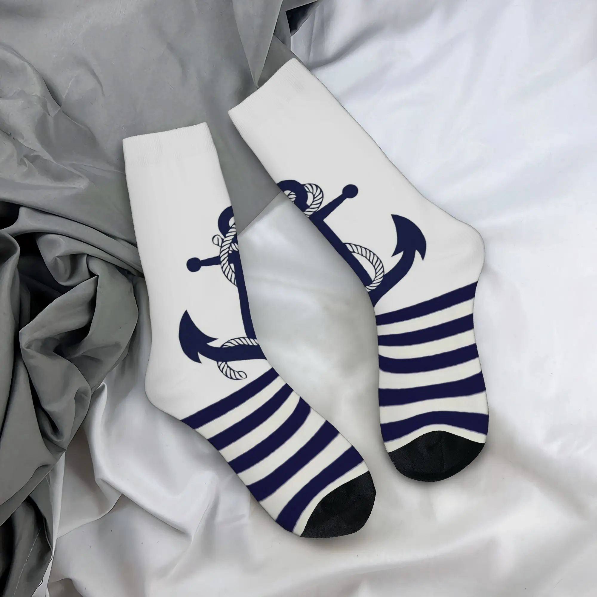 Nautical Anchor Boat Stockings Couple  Socks Warm Soft Trendy Socks Autumn Running Non-Slip Pattern Socks Birthday Gift