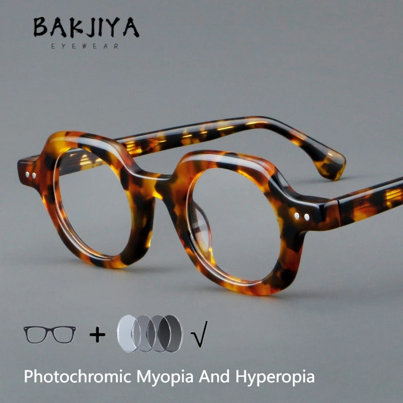 

Handmade Acetate Prescription Eyeglasses Japanese Vintage Men and Women Designer Photochromic Glasses Flat Myopia Glasses Frame