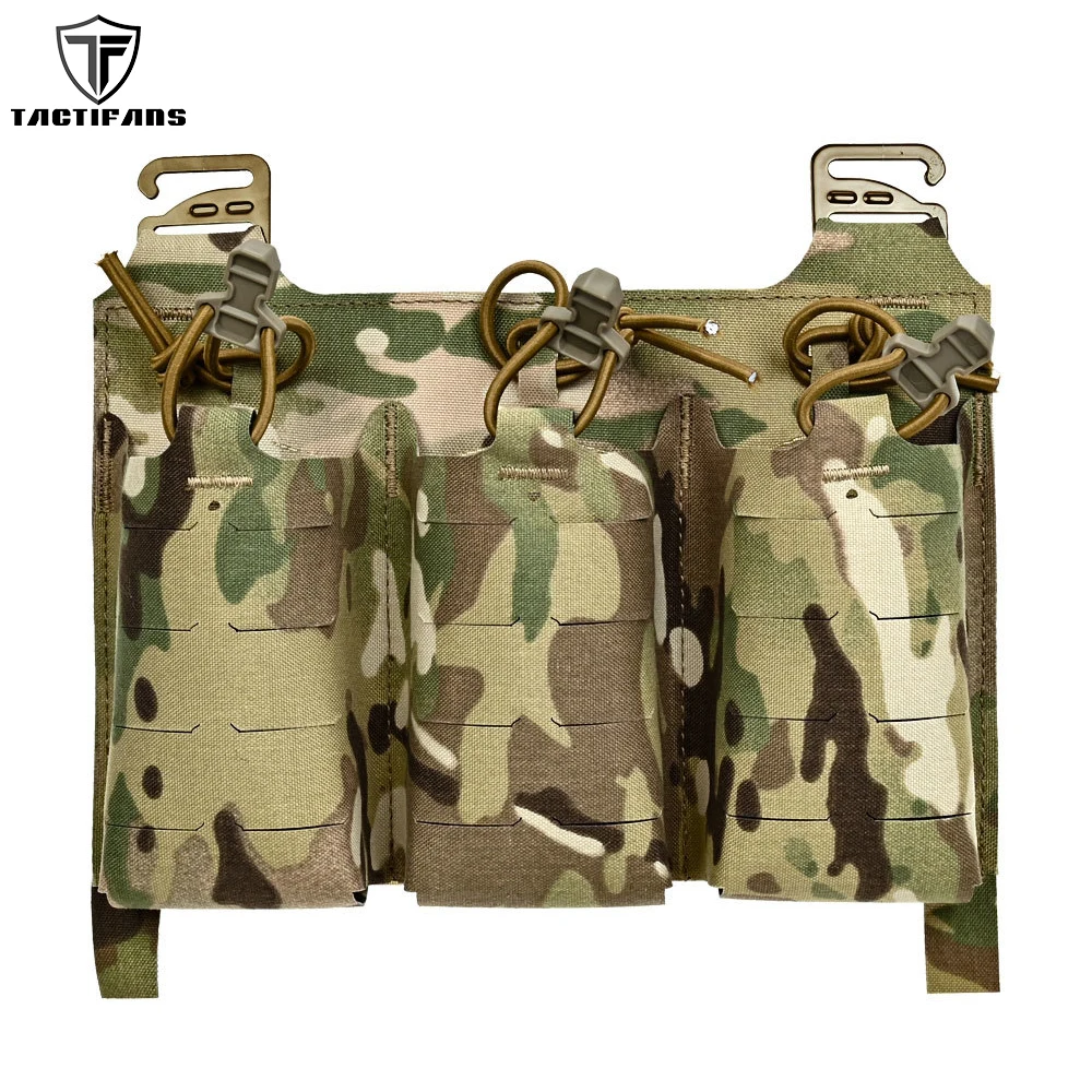 Tactical KTAR Adapt Front Flap Triple Magazine Retention Pull Tab G-hook Pouch With 3 Mag Inserts For 5.56 M4 MP2 Hunting Vest