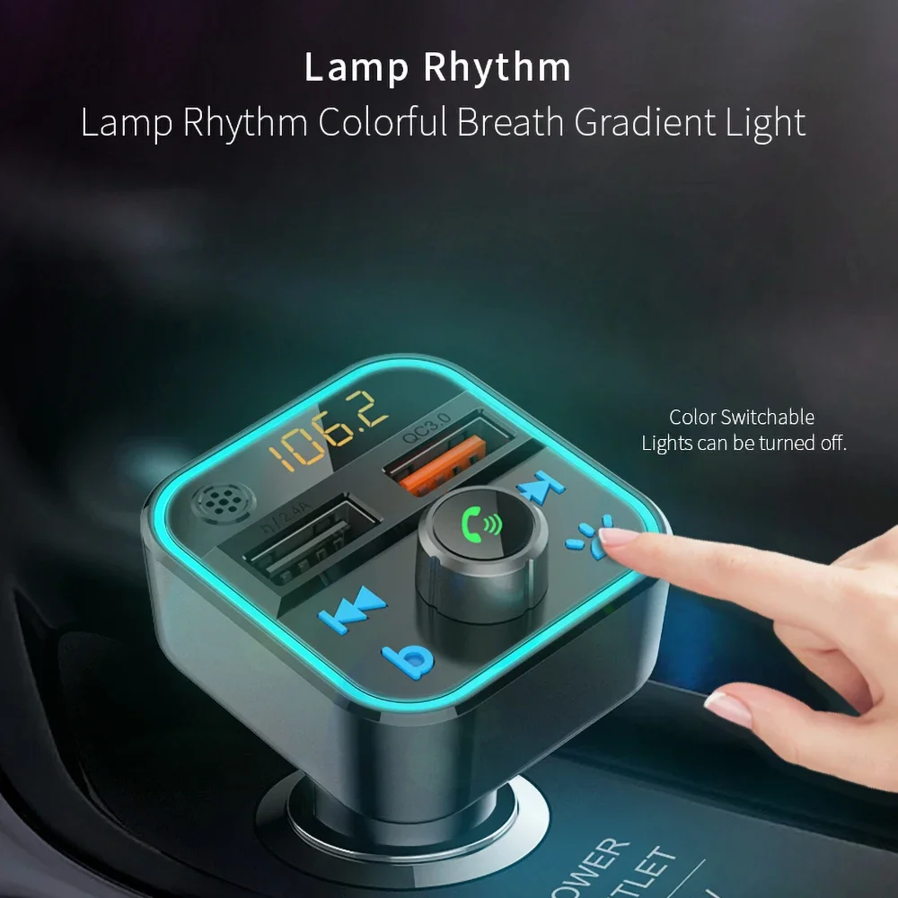 Dual USB Fast Charger Car Accessories Bluetooth-compatible FM Transmitter Car Player Kit Handsfree LED Backlit USB Charger