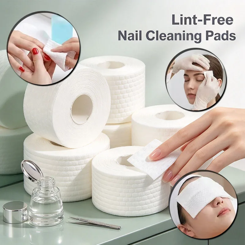 1/2/4set 500PCS/Roll Nail Tips Polish Remover Cleaner Cotton Wipes UV Gel Lint Paper Pad Soak Nail Art Manicure Cosmetic Tools