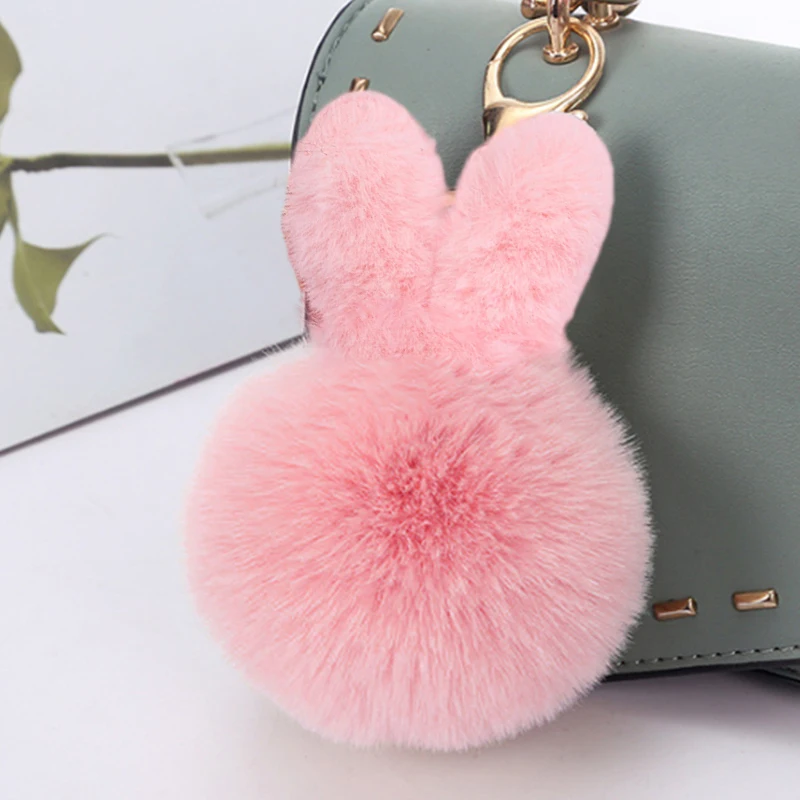 Rabbit Ear Plush Keychain Crystal Dance Ballet Girl Key Chain Originality Angel Imitation Rabbit Hair Ball Ladies Bag Jewelry