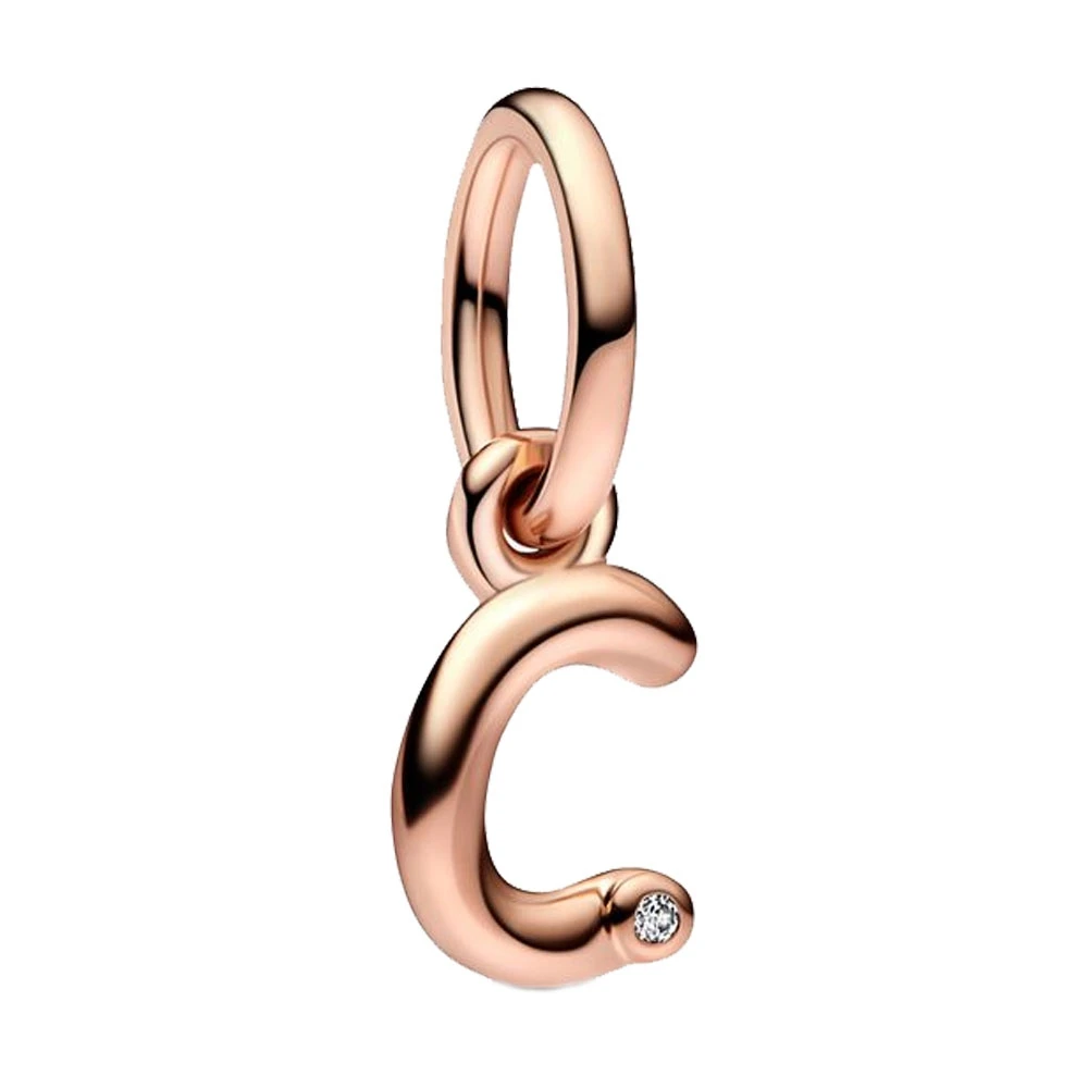 2023 New 925 Silver Plated Rose Gold Letter a-z Script Alphabet Dangle Charm Fit Pan Bracelet DIY Romantic Jewelry Gift