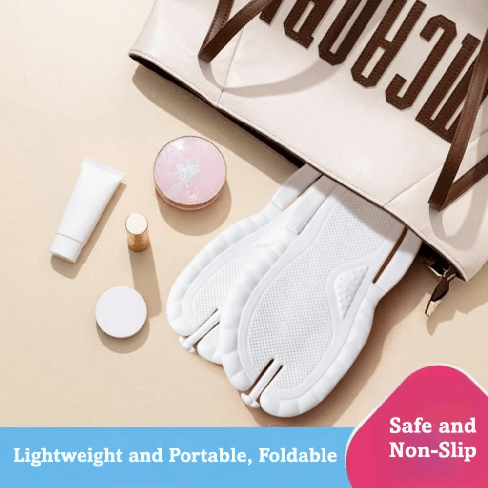 1 Pair Solid Color Portable Foldable Sandals Quick Dry Comfortable Beach Shoes Non-Slip Breathable Travel Slippers Unisex Wear