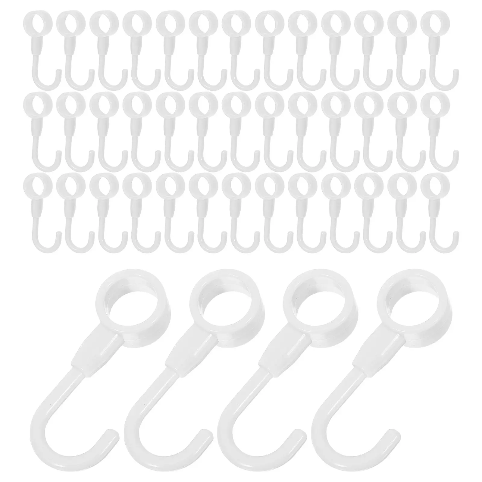 50Pcs Hanging Hooks Plastic Round Tube Rack Organizer Sturdy Non-Slip Windproof Kitchen Clothes Coat Hanger Accessories