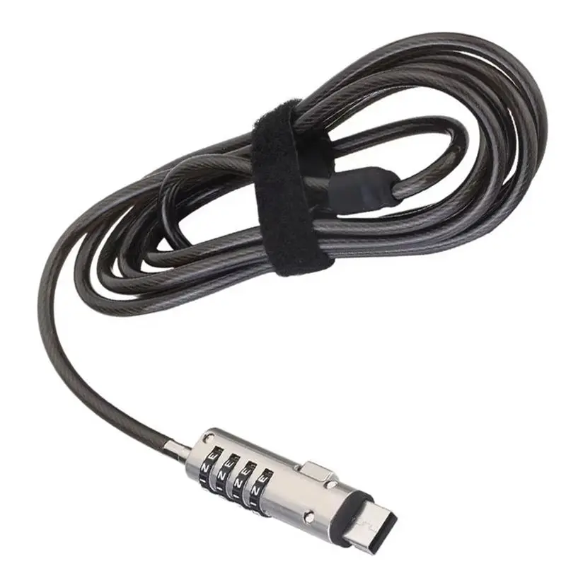 N34R-Usb Interface Lock Flexible Laptop Anti Theft Security Device Computer Notebook Cable Lock With Sponge Patch Numeric