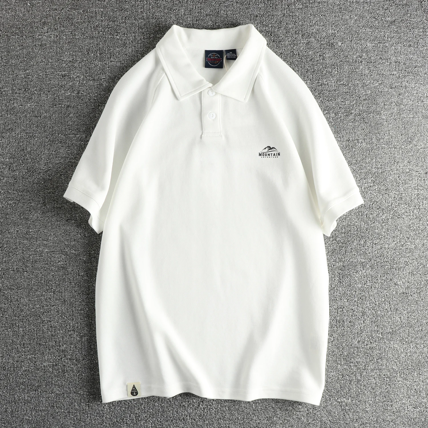 

Summer New American Vintage Knit Mountain Printed Lapel Polo Shirt Men's Simple 85% Cotton Short-sleeved Youth Casual T-shirt
