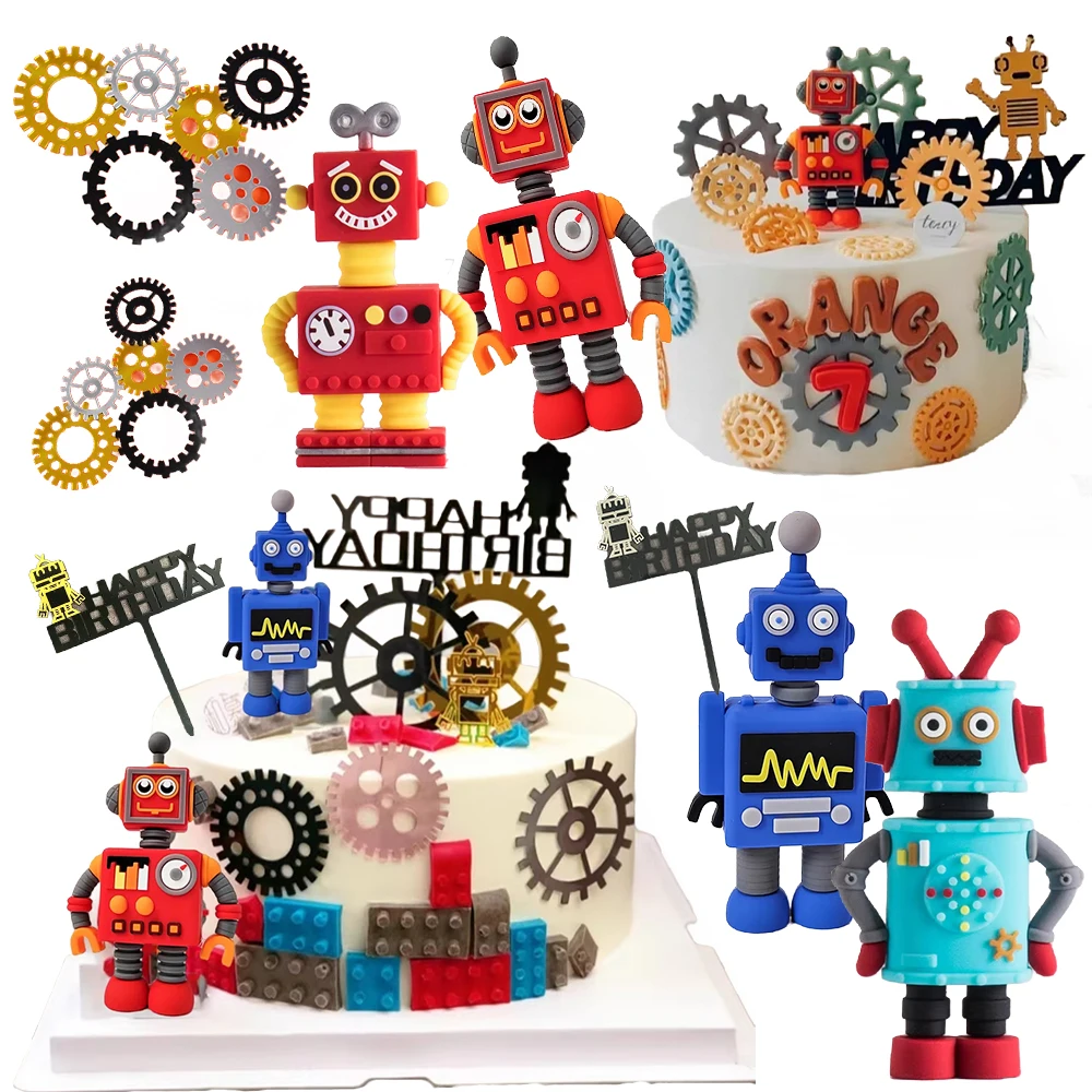 Science Of Happiness - Roboter Gear Cake Topper Interaktive Roboter