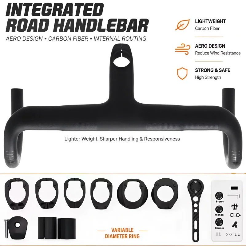 T1000 Full Carbon Road Handlebar Integrated Cockpit 28.6/31.8mm Di2 Internal Cable Routing Ultralight Bike Parts 380-440mm