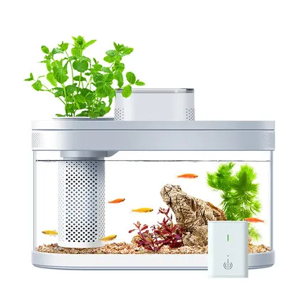 Hot Sale WiFi Automatic Feeder Desktop Living Room Glass Fish Tank With Light Small Aquarium For Wholesale