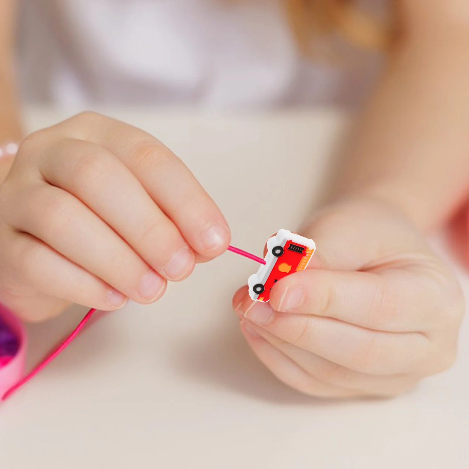 

10Pcs Fire Fighting Truck Silicone Beads Bulk Safe Soft Large Hole Beads for DIY Bracelets Jewelry Craft Making Accessories