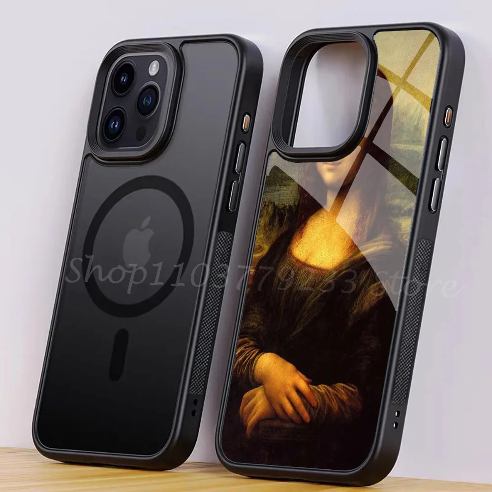 Mona Lisa Phone Case For IPhone 15 14 13 Pro Max 11 Mini Alex Mirror For Magsafe Wireless Charging Cover