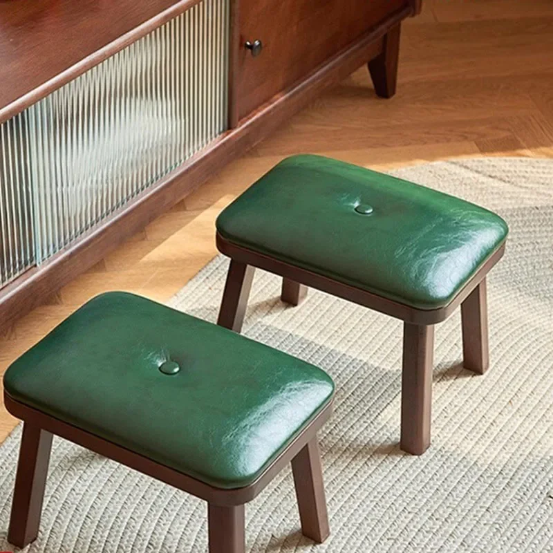 Vintage Green Foot Stool Indoor Korean Luxury Children Bedroom Shoe Changing Foot Stool Ergonomic Banquette Relax Furniture