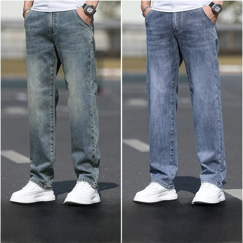 

Men's Casual Straight Leg Jeans Spring Autumn Wear Resistant Dirt Easy to Clean Large Size Work Pants Loose Fit Denim orts