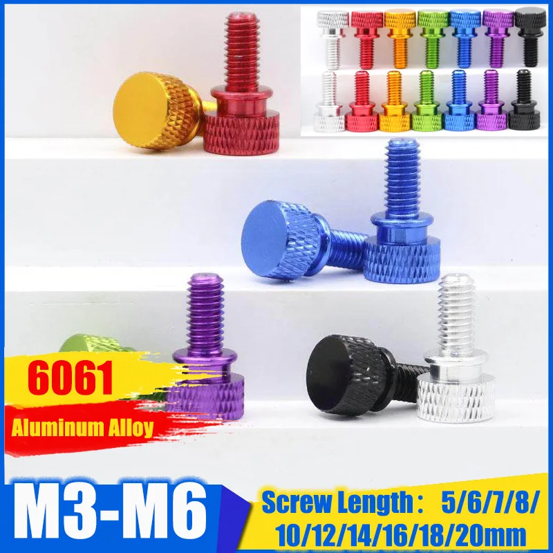 6/7/8/10/12/14/16/18/20mm Anodized Aluminum Alloy High Head Thumb Screw M3 M3.5 M4 M5 M6 Colorful PC Computer Case DIY Fasteners