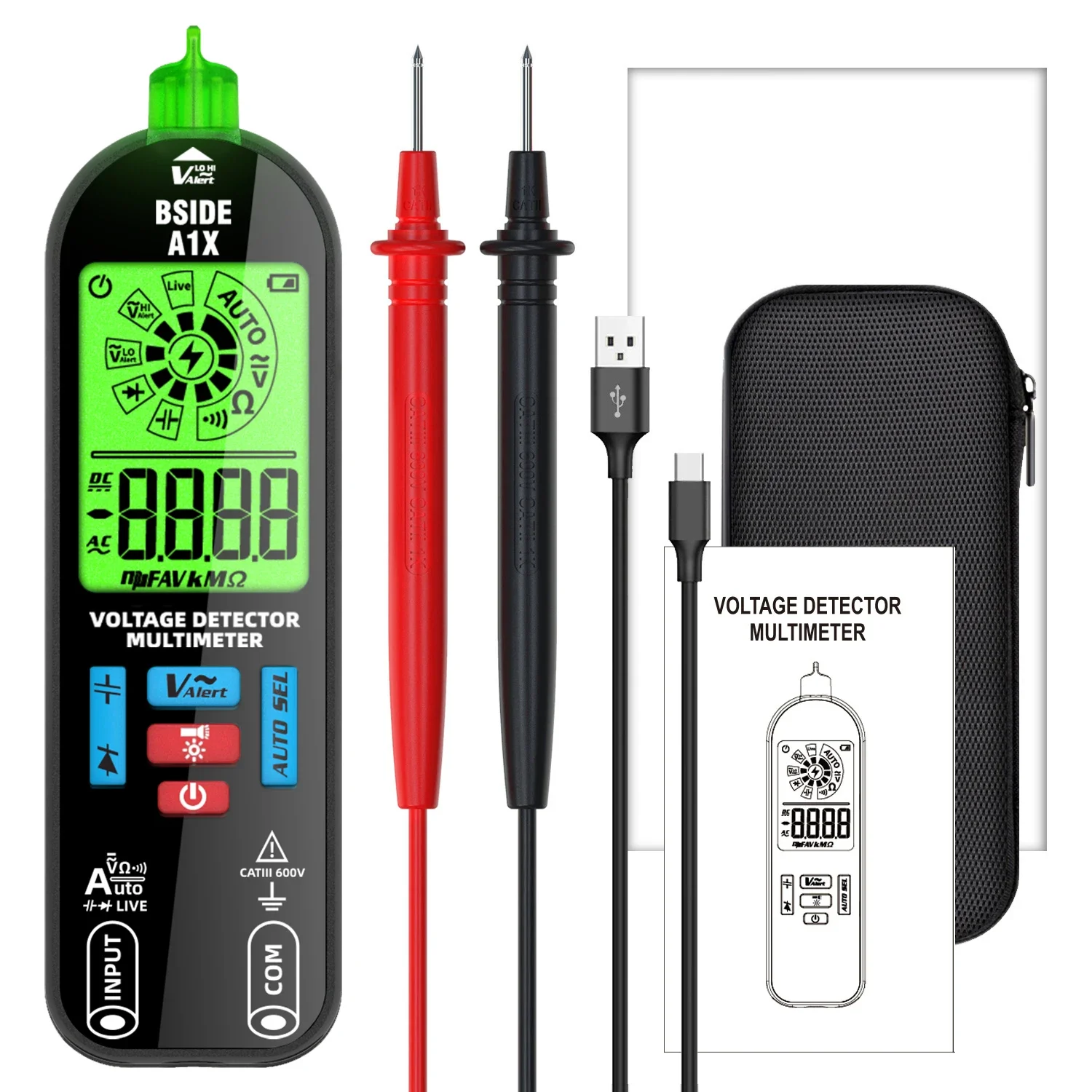 Multimeter Digital Tester for AC/DC Voltage,Current,Resistance,Diodes,Temperature Meansurement,Volt Meter for Automotive