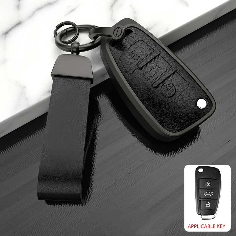 

Leather Alloy Car Key Case Cover Shell Fob for Audi A1 A3 8P A4 A5 A6 C7 A7 S3 S7 S8 R8 Q2 Q3 Q5 Q7 Q8 SQ5 TT RS3 RS6 Keyless