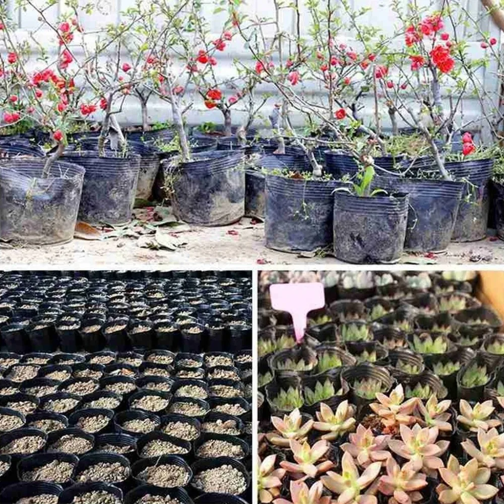 500pcs/set New Disposable Plant Propagation Pots Plastic Black Plant Nutrition Cups Cultivation Container Garden Tools