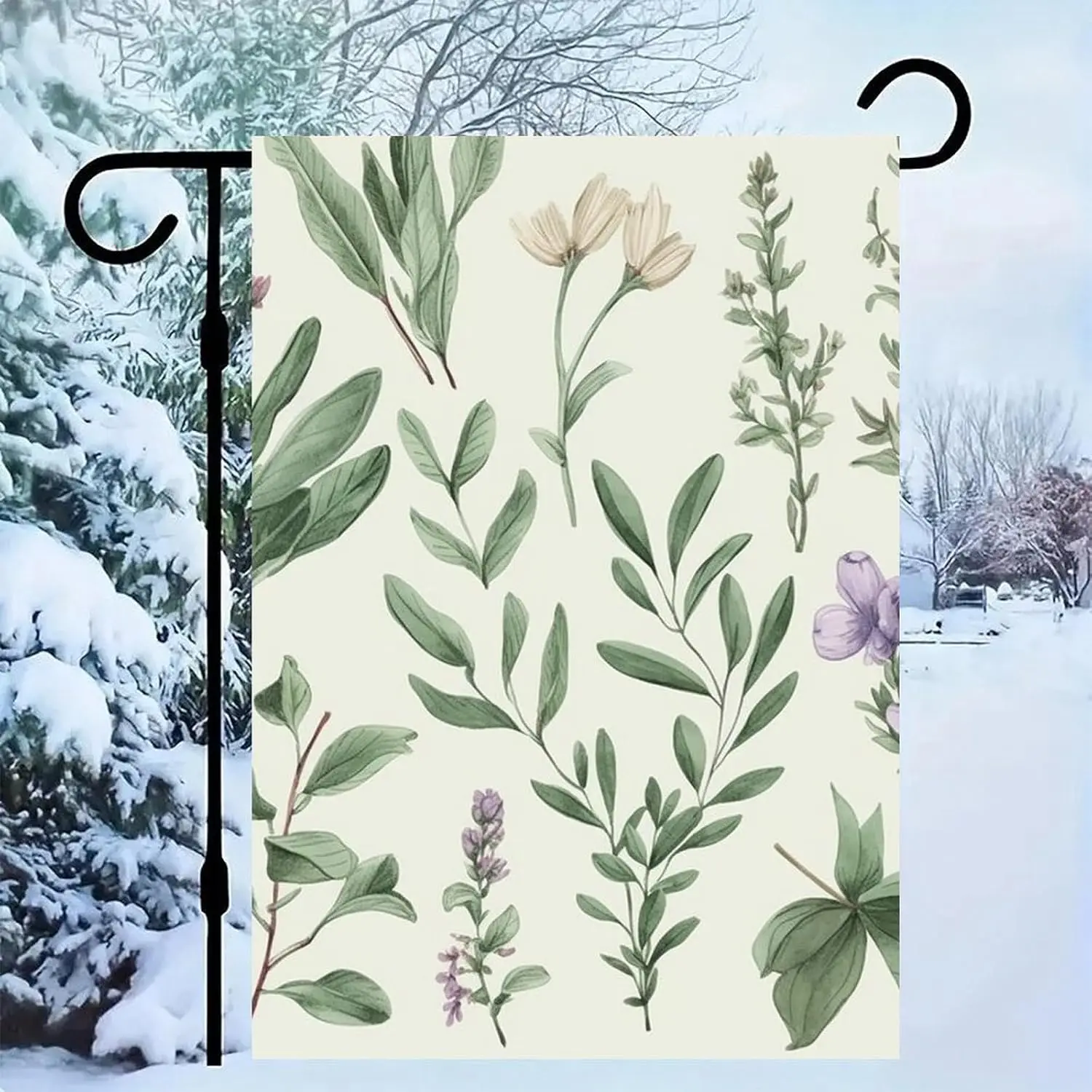 Green Flower Herb Sage Leaves And Branches Garden Flags for Home, Holiday Yard Decorations for All Seasons, Personalized Fla GGO