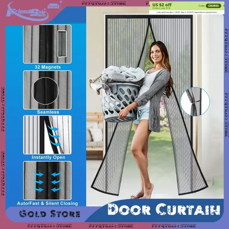 

Anti Mosquito Door Curtain Magnetic Automatic Closing Net Doors Ventilate Invisible Mesh Anti Fly Bug Insect Dustproof Screen